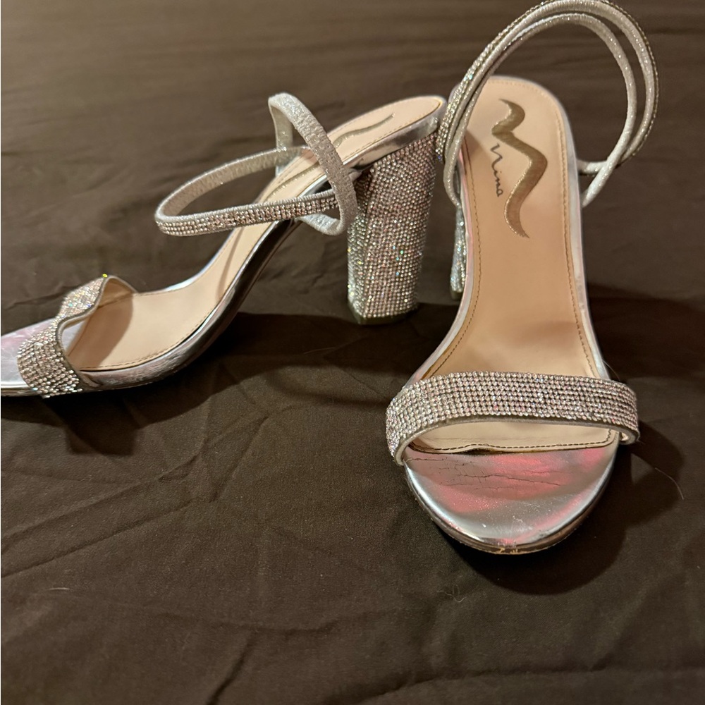 Elegant Silver Strappy Heels